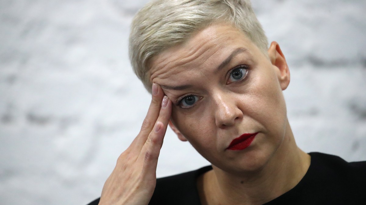 epa08652100 (FILE) - Representative of Belarusian politician Viktor Babariko's campaign office Maria Kolesnikova attends a press conference of the Coordination Council of the Belarusian oppositio ...