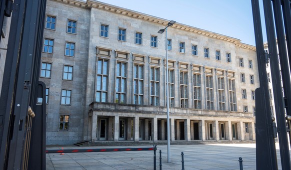 Exterior view of the Federal Finance Ministry in Berlin, Germany, Thursday, Sept. 9, 2021. Investigators have carried out searches at the German finance and justice ministries in a probe of suspected  ...