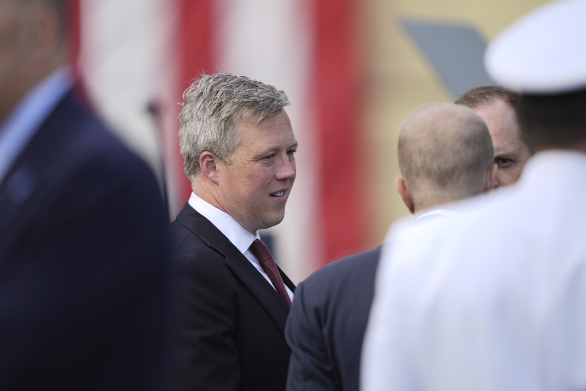 Secretary of the Army Daniel Driscoll, attends a ceremony at the Pentagon to commemorate the 24th anniversary of the 9/11 attacks, Thursday, Sept. 11, 2025, in Washington. (AP Photo/Julia Demaree Nikh ...