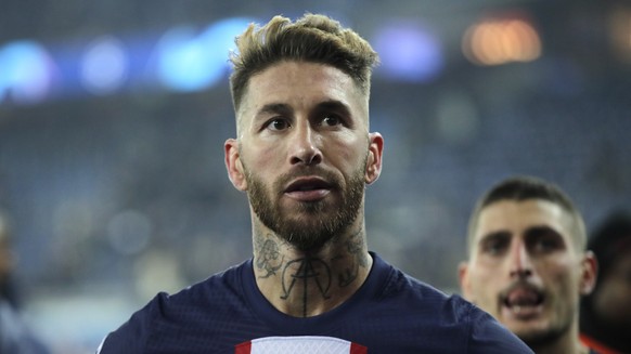 epa10467411 Sergio Ramos of PSG reacts after the UEFA Champions League Round of 16, 1st leg match between Paris Saint-Germain and Bayern Munich in Paris, France, 14 February 2023. EPA/TERESA SUAREZ