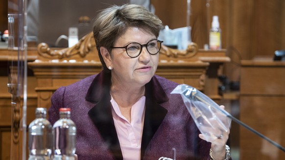 Bundesraetin Viola Amherd spricht im Staenderat an der Wintersession der Eidgenoessischen Raete, am Montag, 7. Dezember 2020, in Bern. (KEYSTONE/Peter Schneider)