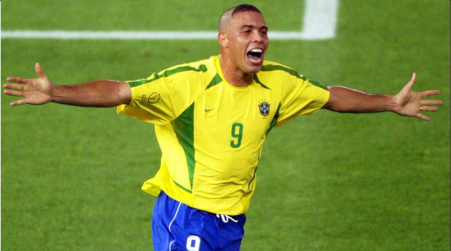 Ronaldo mit seiner legendären Frisur an der WM 2002.&nbsp;