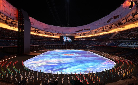 epa09727049 Performers during the pre-show of the Opening Ceremony for the Beijing 2022 Olympic Games at the National Stadium, also known as Bird&#039;s Nest, in Beijing China, 04 February 2022. EPA/J ...