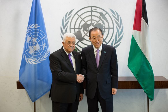 Palästinenserpräsident&nbsp;Mahmoud Abbas (links) mit UN-Generalsekretär&nbsp;Ban Ki-moon.