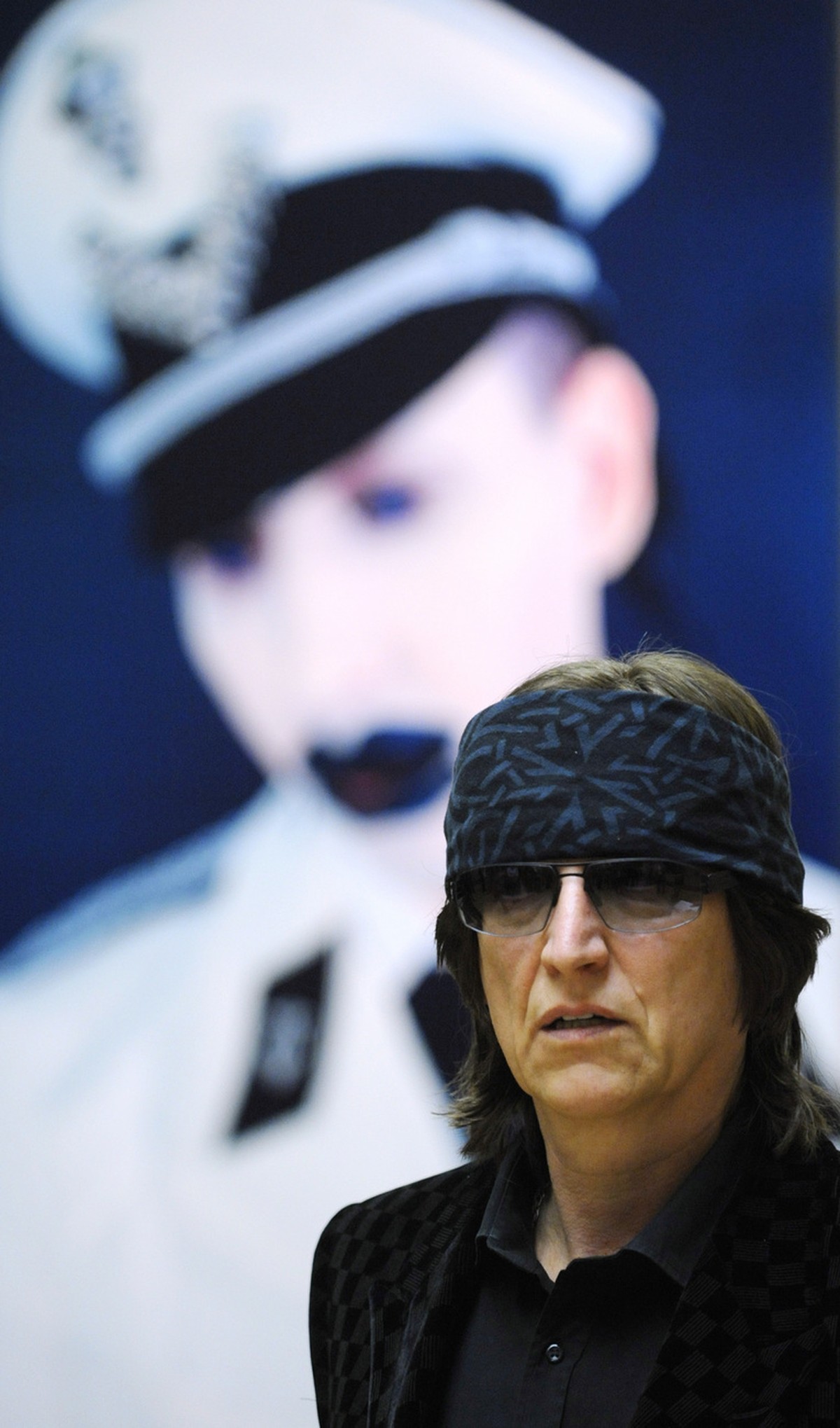 Austrian artist Gottfried Helnwein conducts a commented tour of his exhibition named "Angels Sleeping" at Rudolfinum Gallery in Prague Thursday, June 12, 2008. The exhibition deals with five ...