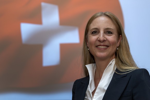 Die neu in den Nationalrat gewaehlte Katja Christ (GLP) nach der Bekanntgabe des Endresultats fuer die Wahl in den Nationalrat im Wahlforum in Basel, am Sonntag, 20. Oktober 2019. (KEYSTONE/Georgios K ...