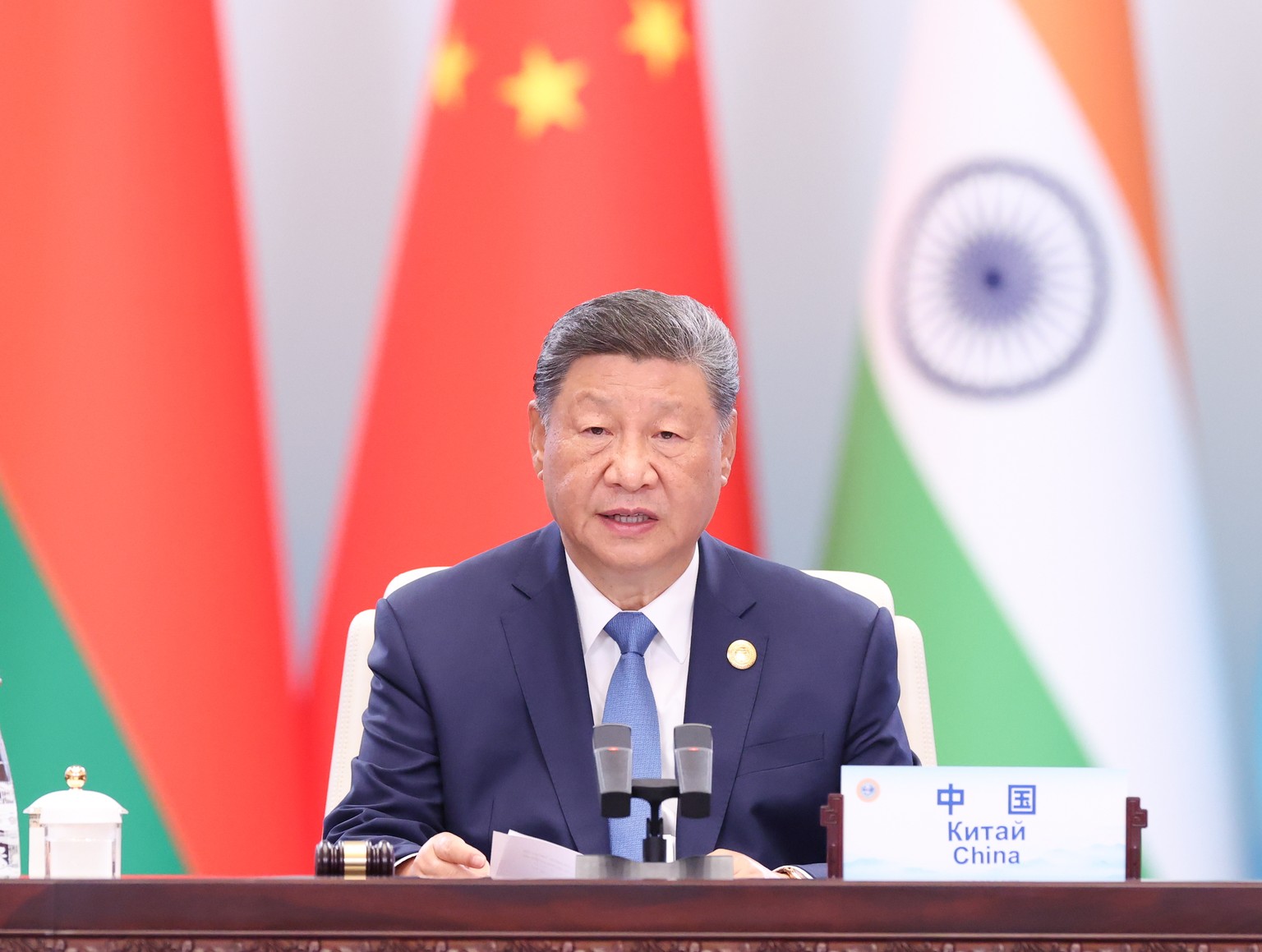 epa12343463 Chinese President Xi Jinping chairs the &quot;Shanghai Cooperation Organization (SCO) Plus&quot; meeting in Tianjin, China, 01 September 2025. EPA/XINHUA / Huang Jingwen CHINA OUT / UK AND ...