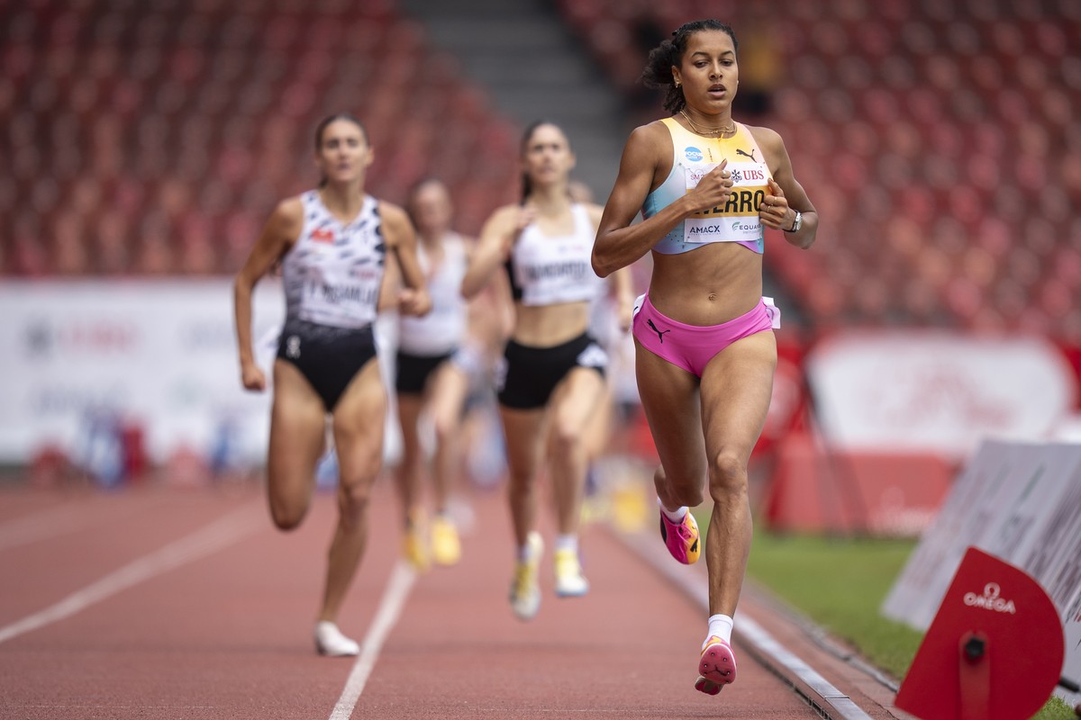 Audrey Werro (CA Belfaux) im Final des 800 Meter Rennen der Frauen, an den Schweizer Leichtathletik Meisterschaften 2026 am Sonntag, 26. Juli 2026 im Stadion Letzigrund in Zuerich. (KEYSTONE/Claudio T ...