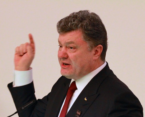 Petro Poroschenko während eines Vortrags in Zürich.