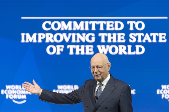German Klaus Schwab, Founder and Executive Chairman of the World Economic Forum, WEF, speaks during a plenary session in the Congress Hall the first day of the 49th Annual Meeting of the World Economi ...