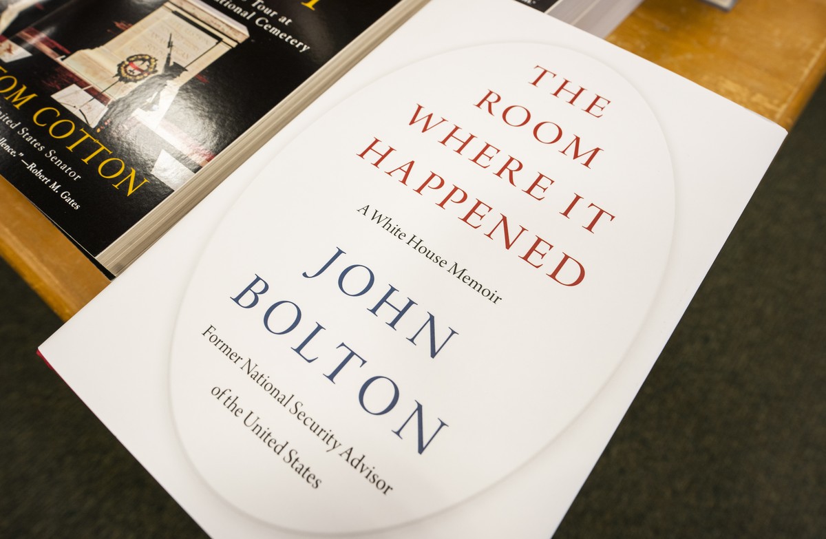 epa08504046 Former National Security Advisor John Bolton's new book about the Trump White House 'The Room Where It Happened: A White House Memoir' on sale the first day of its release a ...