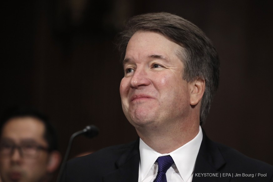 epa07052767 Supreme Court nominee Judge Brett Kavanaugh during the Senate Judiciary Committee hearing on the nomination of Brett Kavanaugh to be an associate justice of the Supreme Court of the United ...