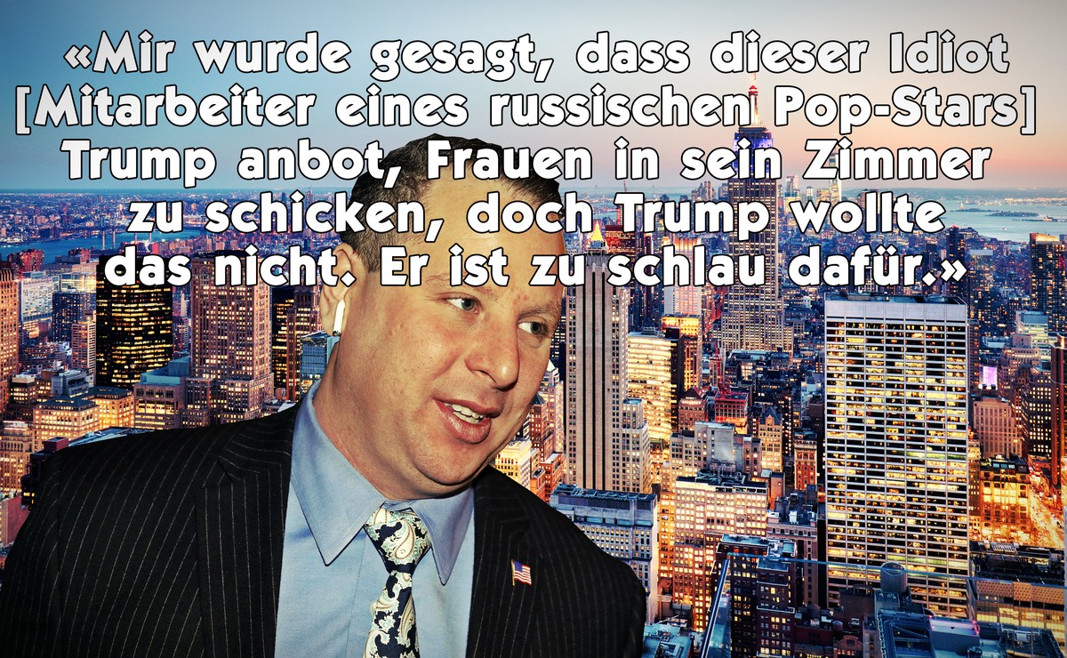 «I was told that that idiot had offered to send women up to Trump's room but Trump didn't want it. He's too smart for that.» Nunberg bezieht sich auf den Miss-Universe-Schönheitswettbewerb, an dem ein ...