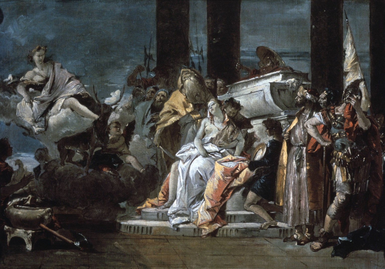 IMAGO / UIG

Sacrifice of Iphigenia by Giovanni Battista Tiepolo, 1735. Artemis, the Greek goddess of hunting, watches the preparations for the sacrifice of Iphigenia, daughter of Agamemnon, that she  ...