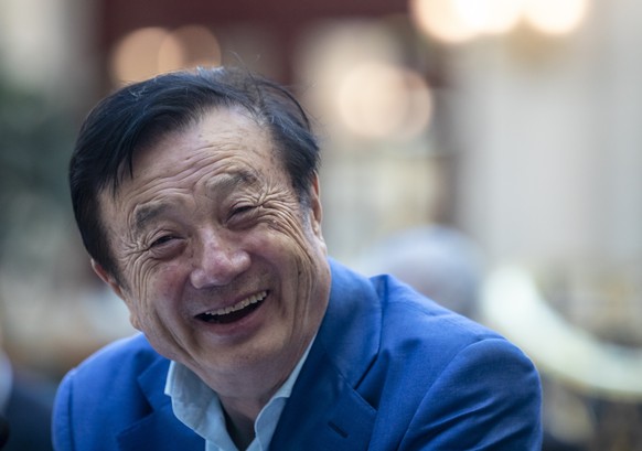 epa08062120 Ren Zhengfei, founder and CEO of Huawei, talks to the media at Huawei headquarters in Shenzhen, Guangdong Province, China, 11 December 2019. EPA/Alex Plavevski