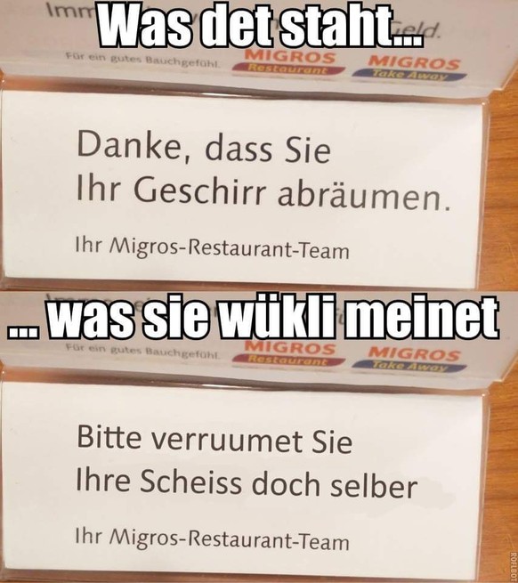 Was der Schweizer sagt vs. was er wirklich denkt – in 8 Beispielen
Quelle, Facebook: Swissed Up