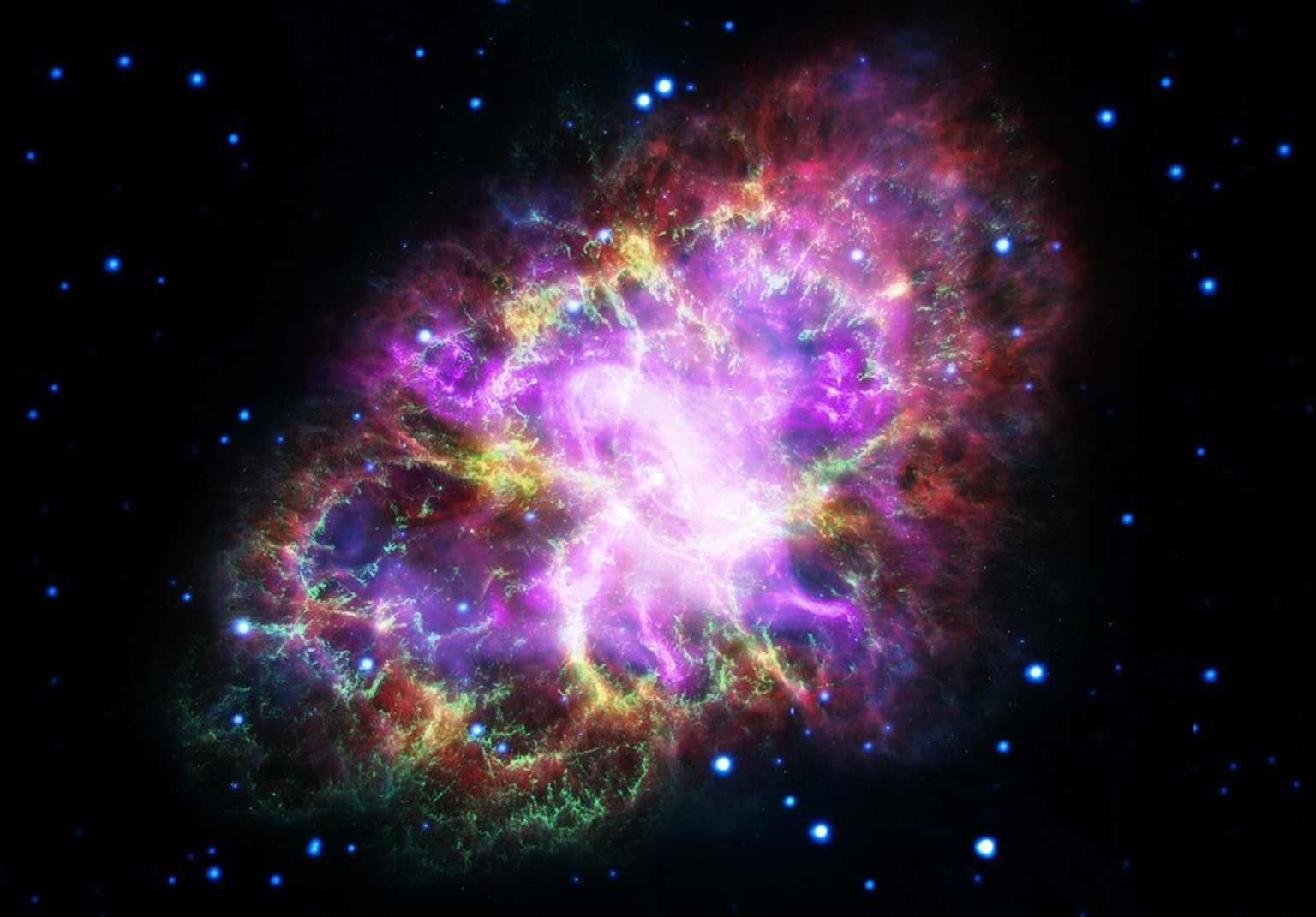 The Multiwavelength Crab 
The Crab Nebula is cataloged as M1, the first object on Charles Messier's famous list of things which are not comets. In fact, the Crab is now known to be a supernova remnant ...