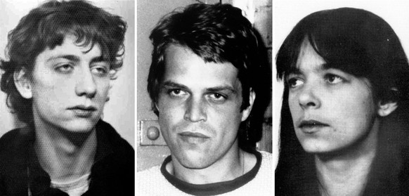 epa05111175 A composite image showing three undated handout images provided by the Bundeskriminalamt (Federal Criminal Police Office, BKA) showing from L-R the wanted former RAF terrorists Burkhard Ga ...