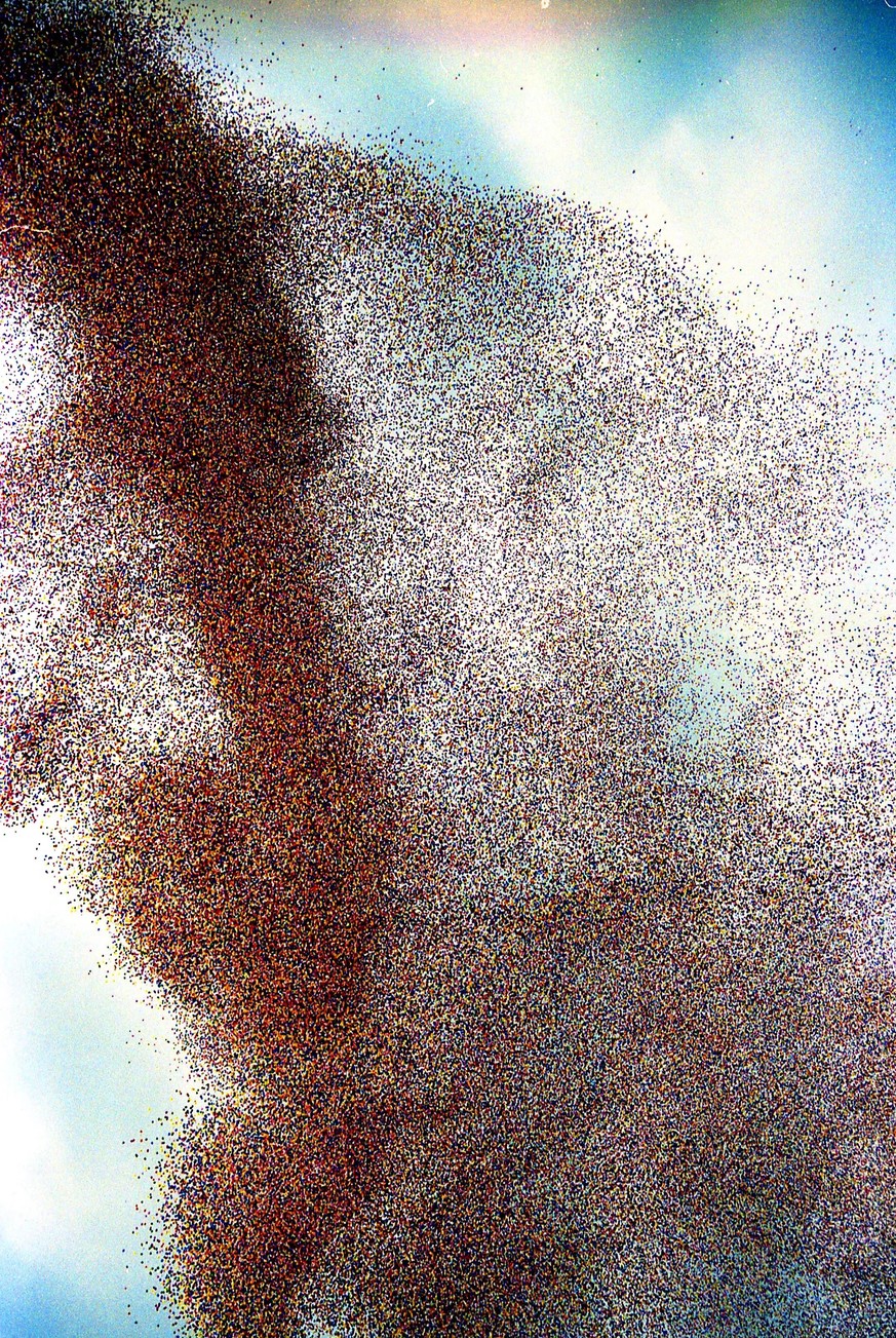 Ballone: Wie ein riesiger Insektenschwarm verdunkelten fast 1,5 Millionen Ballons am 27. September 1986 den Himmel über Cleveland. Fotograf Thom Sheridan fing die beeindruckende Szenerie mit der Kamer ...
