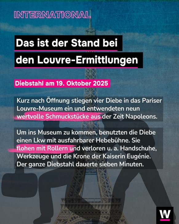 &lt;p&gt;Am 19. Oktober wurde das Louvre-Museum bestohlen. Jetzt gibt es ein Update.&lt;/p&gt;