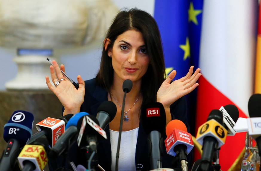 Rome&#039;s new mayor Virginia Raggi talks during a news conference in Rome Italy, September 21, 2016. REUTERS/Remo Casilli