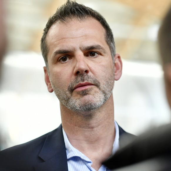 ZSC-Sportchef Sven Leuenberger an einer Medienkonferenz in Zuerich am Dienstag, 5. Maerz 2019. Die ZSC Lions verlieren das letzte Qualifikationsspiel gegen Genf mit 2:3 und verpassen damit erstmals se ...