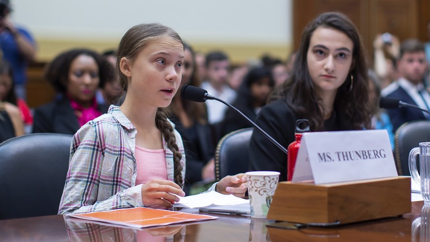 epaselect epa07850824 Swedish climate activist and Fridays for Future founder Greta Thunberg attends the joint House Foreign Affairs and House (Select) Climate Crisis committees hearing in the Rayburn ...