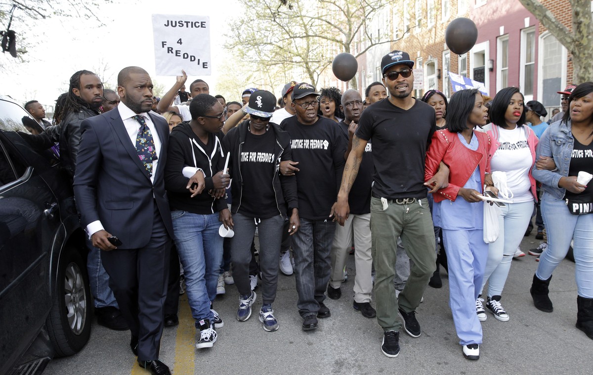 Unter den Demonstranten waren auch Familienangehörige von Freddie Gray.