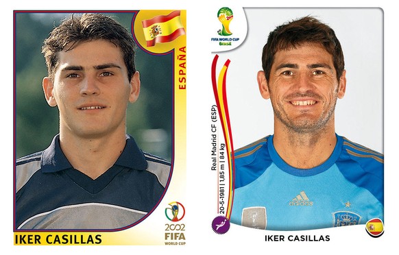 Iker Casillas 2002 und 2014: Stoppeln und Falten sind dazugekommen. Aber auch zwei EM- und ein WM-Titel.