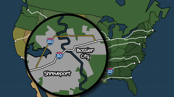 Die Interstate 220 ist ein Umfahrungsstrasse der Interstate 20 und beginnt deshalb mit einer geraden Ziffer.
