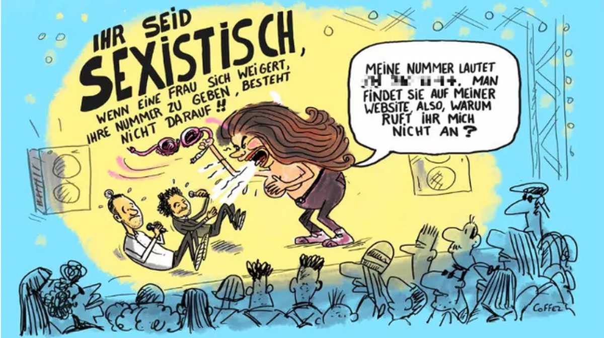 Die Schaffhauser Nachrichten veröffentlichten in einer Karikatur die Handynummer von Juso-Funiciello (Nummer von watson gepixelt).&nbsp;