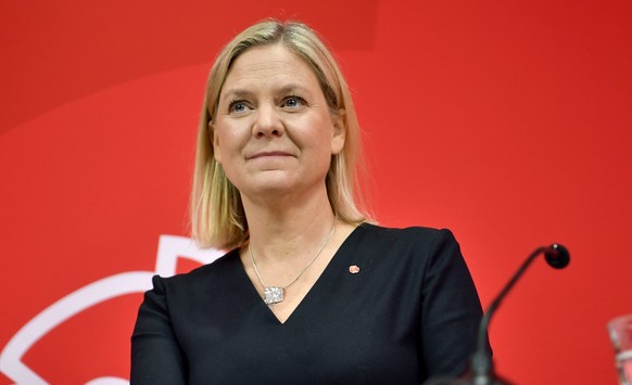 epa09495251 Sweden&#039;s minister of finance Magdalena Andersson has been nominated to take over as leader of the Social Democrats when prime minister Stefan Lofven resigns at the congress in Novembe ...