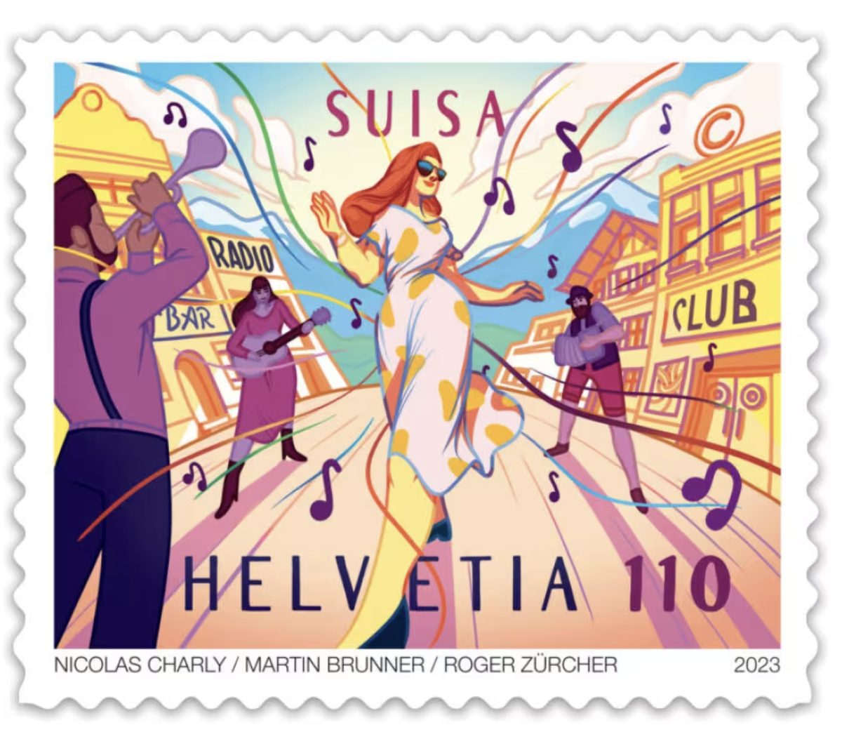 Hält man die Handykamera auf diese Briefmarke, beginnt die Frau zu tanzen und die Musik des Berner Rappers Greis ertönt.