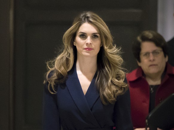 In this Feb. 27 2018 photo, White House Communications Director Hope Hicks, one of President Trump&#039;s closest aides and advisers, arrives to meet behind closed doors with the House Intelligence Co ...