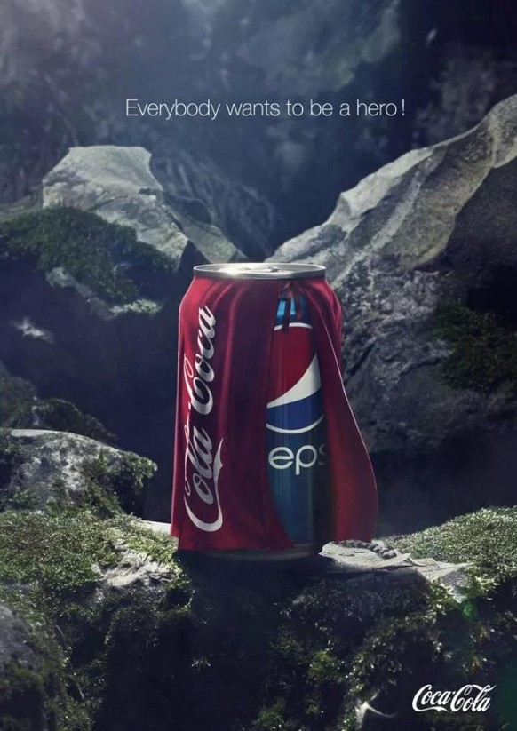 Diese 25 Werbeplakate sind so kreativ, da schaut man gerne zweimal hin\nIm Bild direkt davor lustig finden, dass die Konkurrenz geantwortet hat und dann Coca Colas Antwort auf die Pepsi-Werbung vergessen... ts ts ts...
