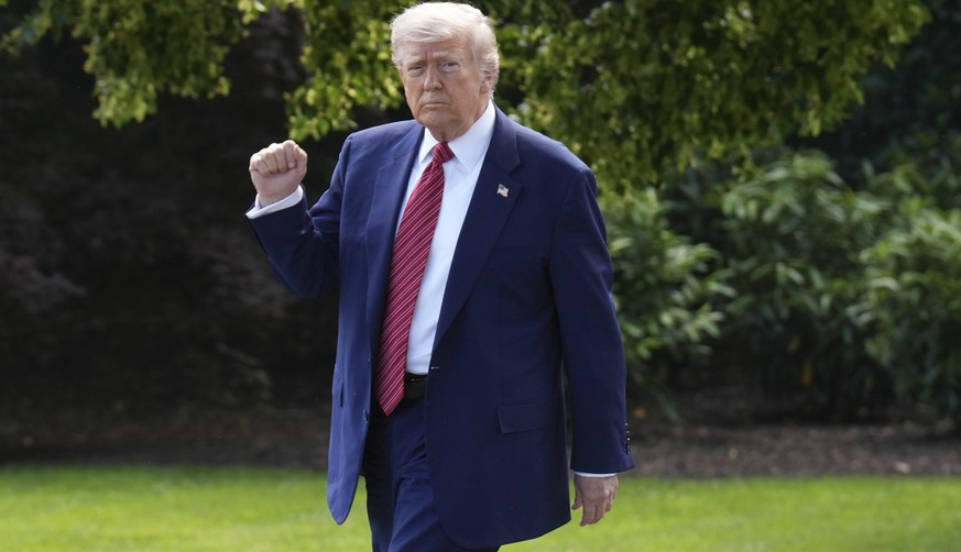 President Donald Trump gestures as he departs the White House, Friday, May 23, 2025, in Washington. (AP Photo/Jacquelyn Martin)
Donald Trump