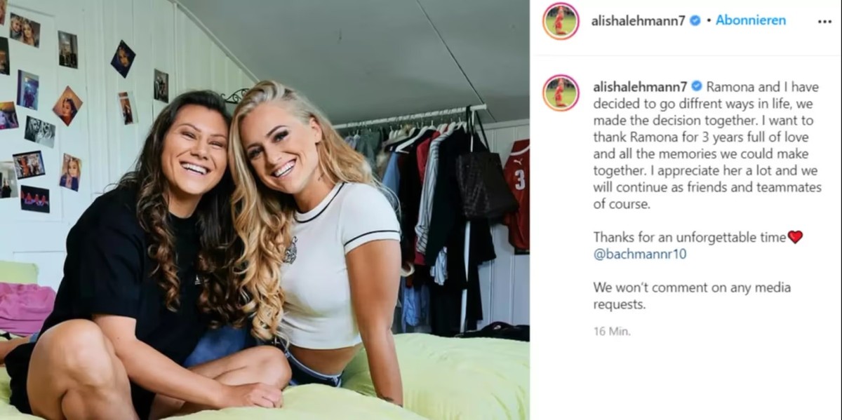 La publication de Lehmann sur Instagram quant à sa séparation avec Bachmann. Elle a, depuis, été effacée.