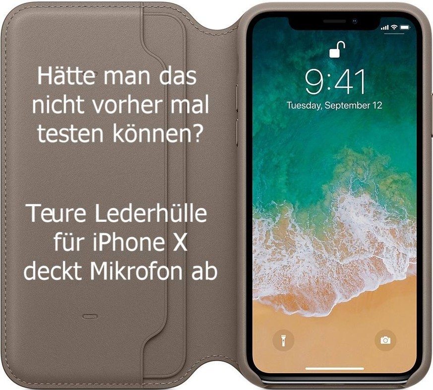 Kundenbewertung der iPhone-X-Hülle Folio: «Optisch einwandfrei, bei der Benutzung ein Fall für die Tonne.»