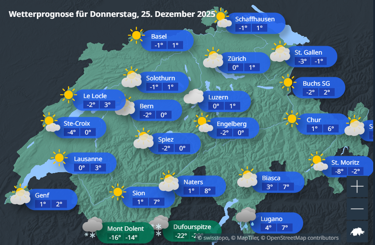 Am 25. Dezember bleibt es trocken.