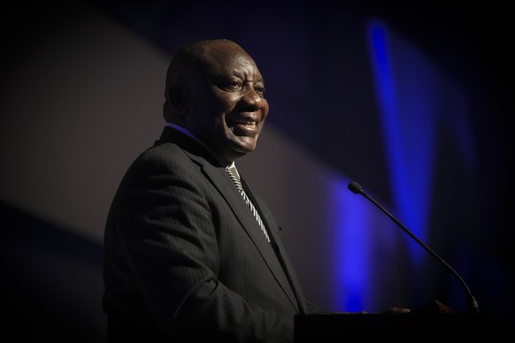 epa10352520 South African president Cyril Ramaphosa speaks during the opening of the World Science Forum (WEF) in Cape Town, South Africa, 06 December 2022. South African president Cyril Ramaphosa has ...