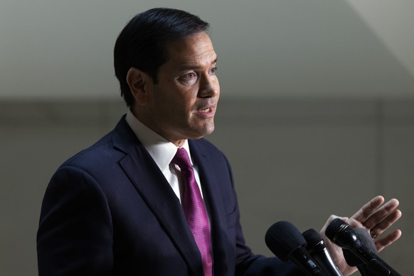 epa12790906 US Secretary of State Marco Rubio speaks to the media before a classified briefing with lawmakers at the US Capitol in Washington, DC, USA, 02 March 2026. Iranian Supreme Leader Ayatollah  ...