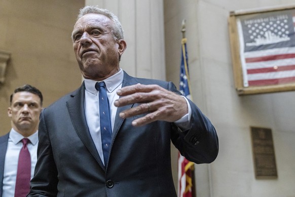 Independent presidential candidate Robert F. Kennedy Jr. speaks to reporters at the Nassau County Supreme Court in Mineola, N.Y. on Wednesday, Aug. 21, 2024. (AP Photo/Stefan Jeremiah, Pool)
Robert F. ...