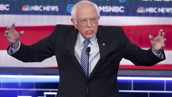 Democratic presidential candidate Sen. Bernie Sanders, I-Vt., speaks during a Democratic presidential primary debate Wednesday, Feb. 19, 2020, in Las Vegas, hosted by NBC News and MSNBC. (AP Photo/Joh ...
