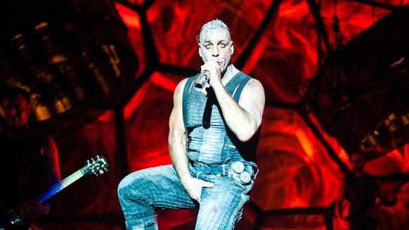 MOSCOW, RUSSIA - FEBRUARY 10, 2012: German heavy metal band Rammstein perform live at Olimpiysky Stadium