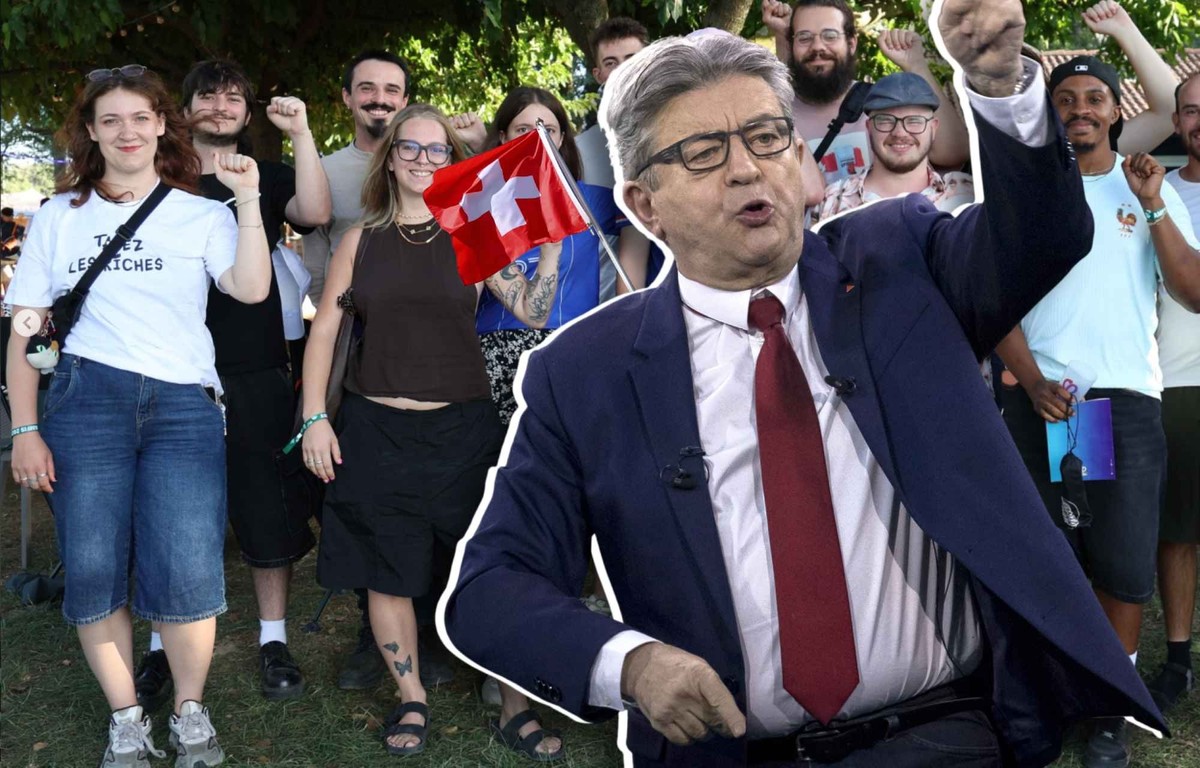 Les Jeunes socialistes suisses se sont rendus à Valence, en France, pour les universités d'état de la France insoumise. Julien Berthod, le vice-président, des JSS, est deuxième à partir de la gauche.