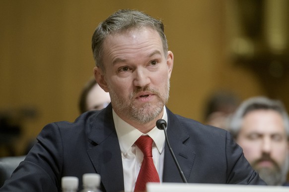 FILE - Jamieson Greer, President Donald Trump&#039;s nominee to be United States Trade Representative, with the rank of Ambassador, appears before the Senate Committee on Finance for his pending confi ...
