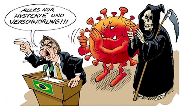 Die Corona-Lage in Brasilien ist verheerend â und wird zur Â«weltweiten BedrohungÂ»\nDies kommt davon, wenn man MilitÃ¤rkÃ¶pfen die ja zum tÃ¶ten ausgebildet wurden, immer wieder das Wohl von Mensch ...