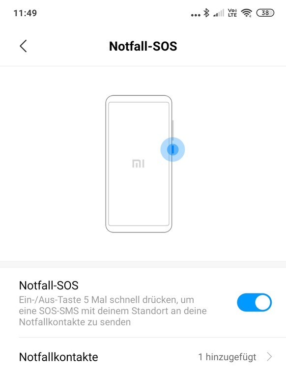 Mehrmaliges Drücken der Ein-/Aus-Taste sendet automatisch eine Notfall-SMS mit dem eigenen Standort an deine Notfallkontakte.