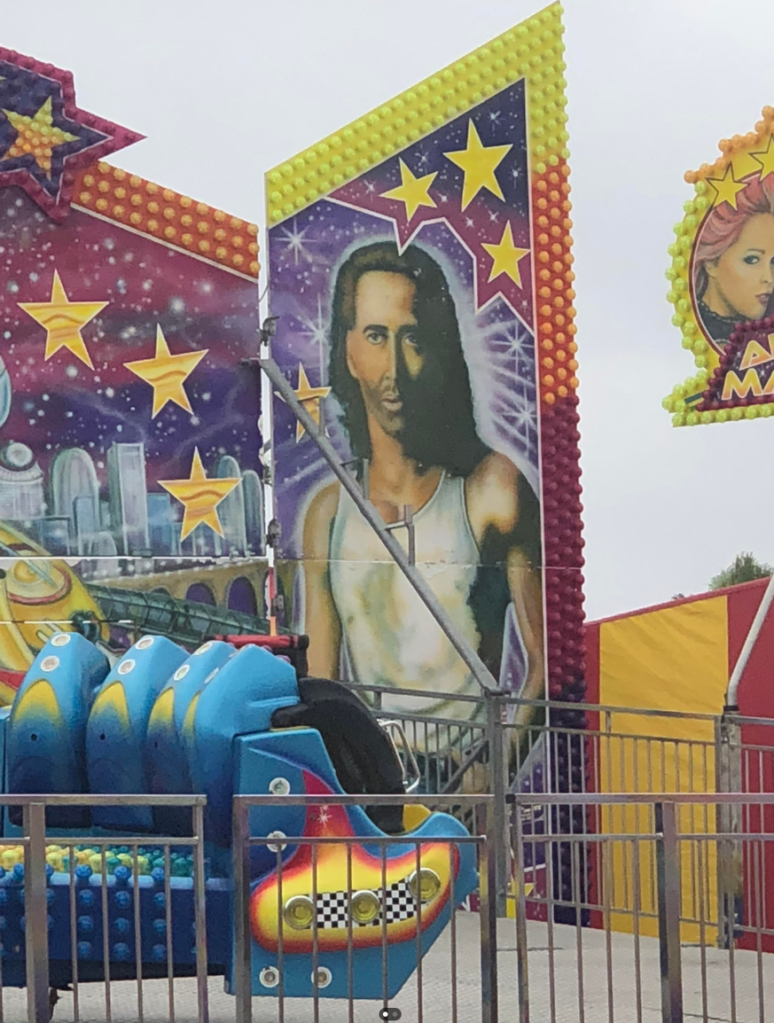 Lustige Airbrush Promis auf Chilbis: Nicolas Cage