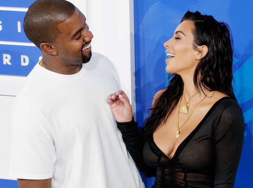 epa09024954 (FILE) - US entertainers Kim Kardashian (R) and Kayne West (L) arrive on the red carpet for the 33rd MTV Video Music Awards (VMA) at Madison Square Garden in New York, New York, USA, 28 Au ...